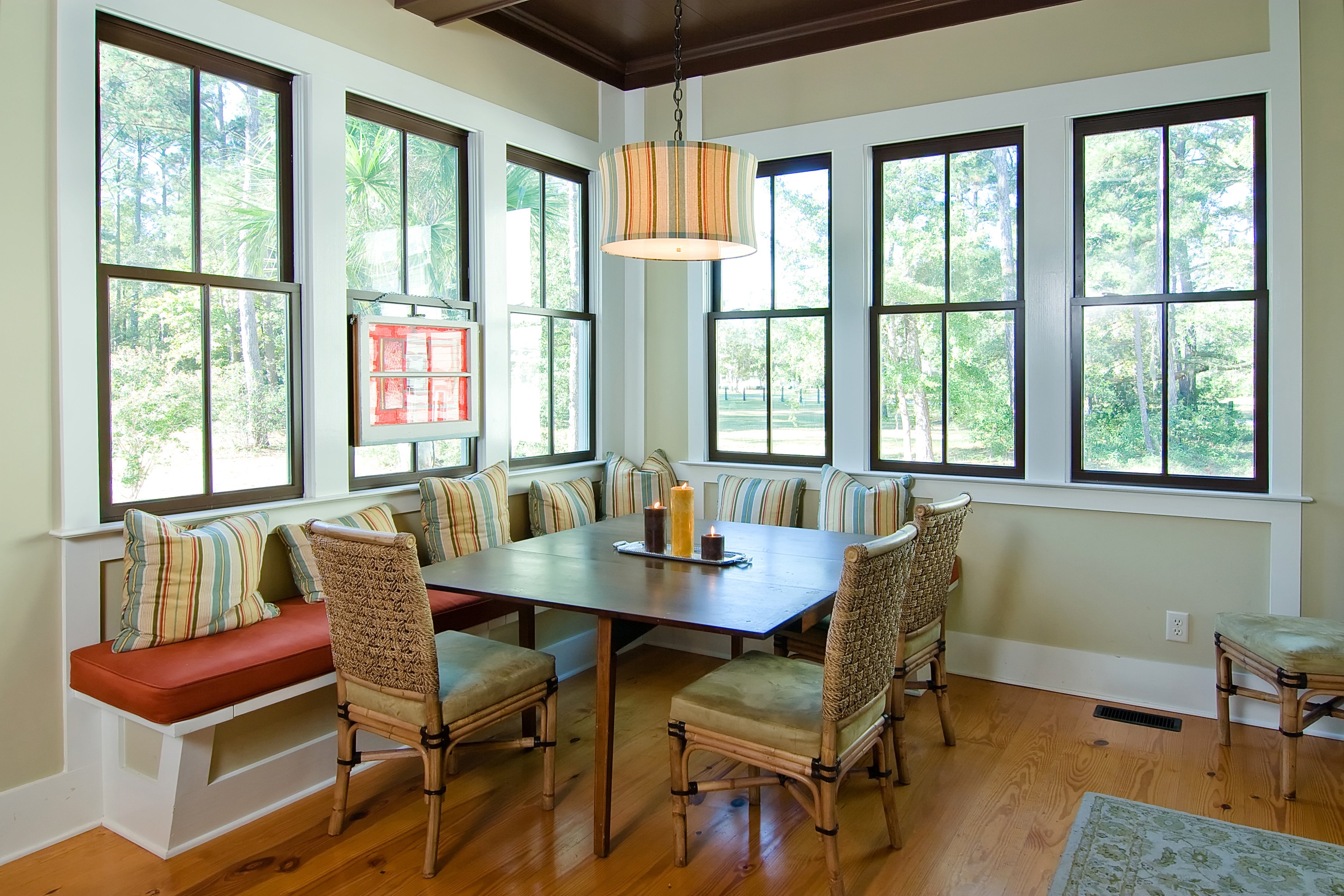 Vinyl windows in a dining room.